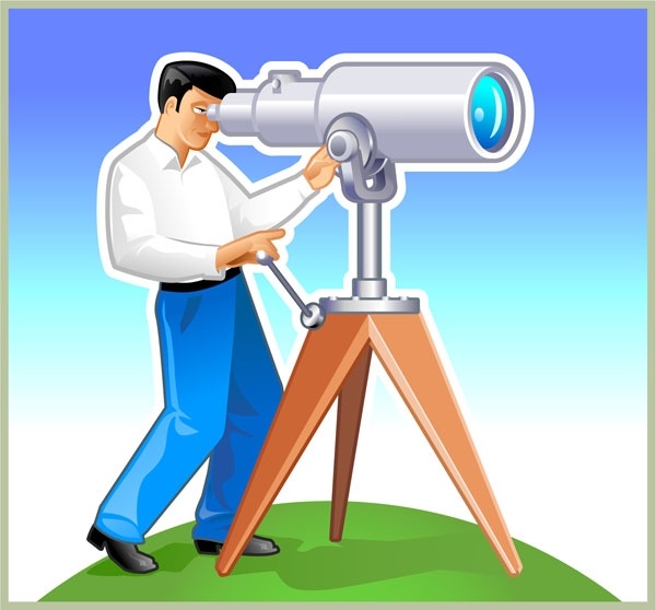 600x558 Man With Telescope Vector Free Vector In Encapsulated Postscript