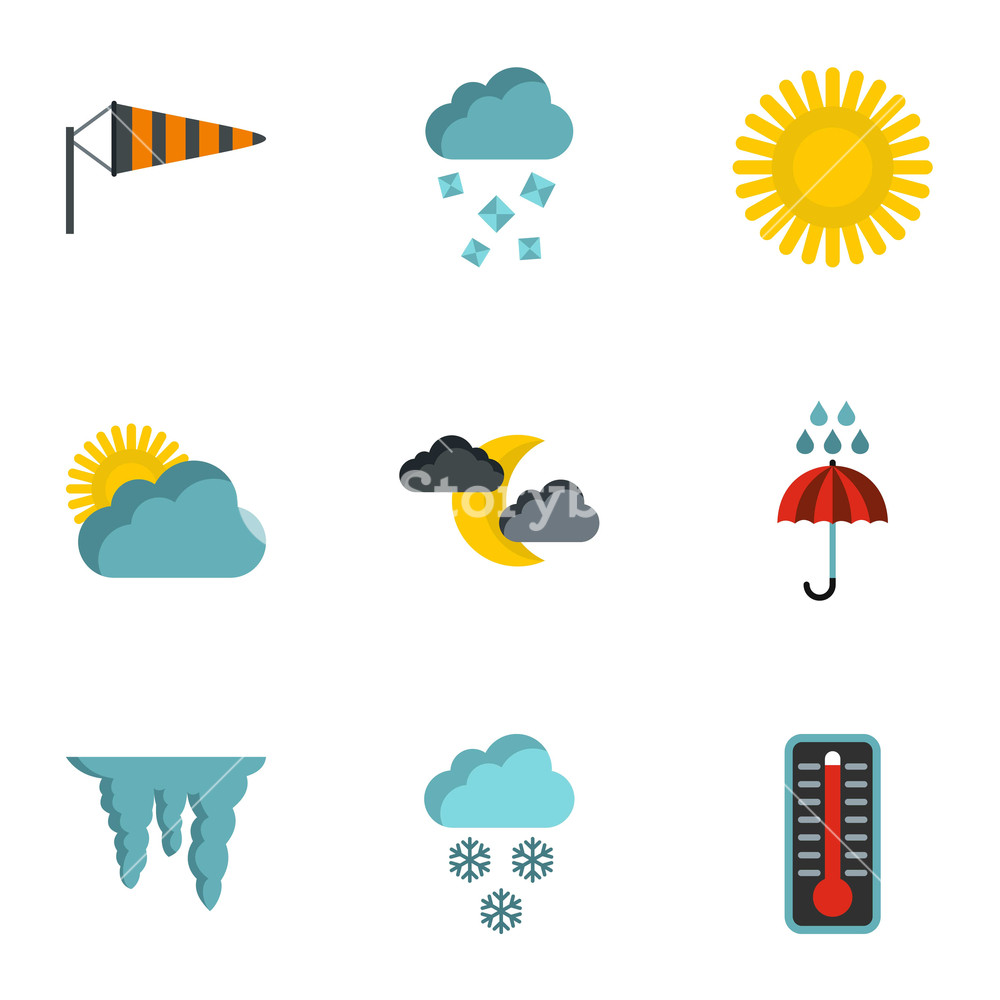 1000x1000 Air Temperature Icons Set Flat Illustration Of Air Temperature