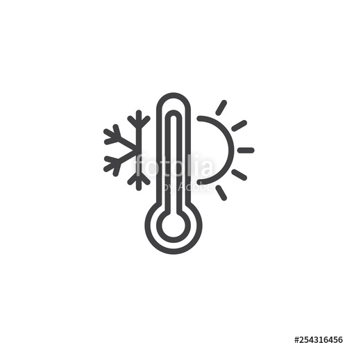 500x500 Weather Temperature Thermometer Line Icon Linear Style Sign