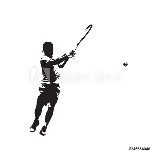 500x500 Tenis Player, Isolated Vector Silhouette, Ink Drawing Individual