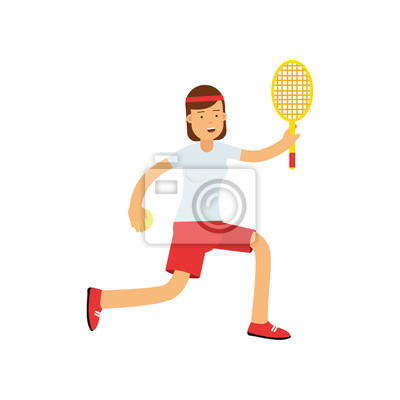 400x400 Muchacha Adolescente Jugando Tenis, Vector De Estilo De Vida
