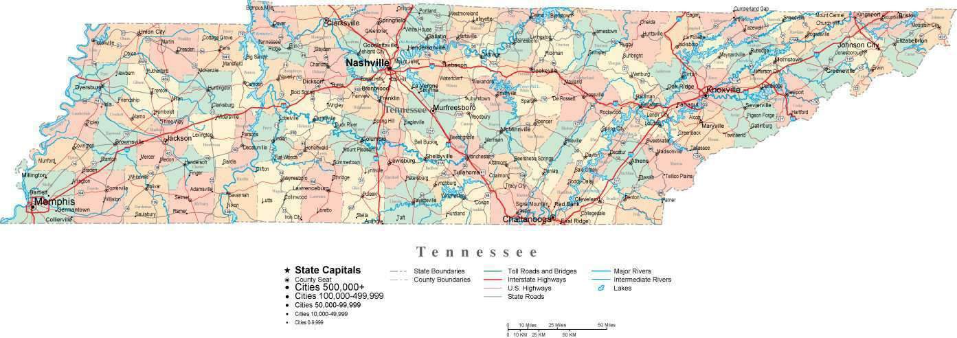 Tennessee County Map Vector at Vectorified.com | Collection of ...