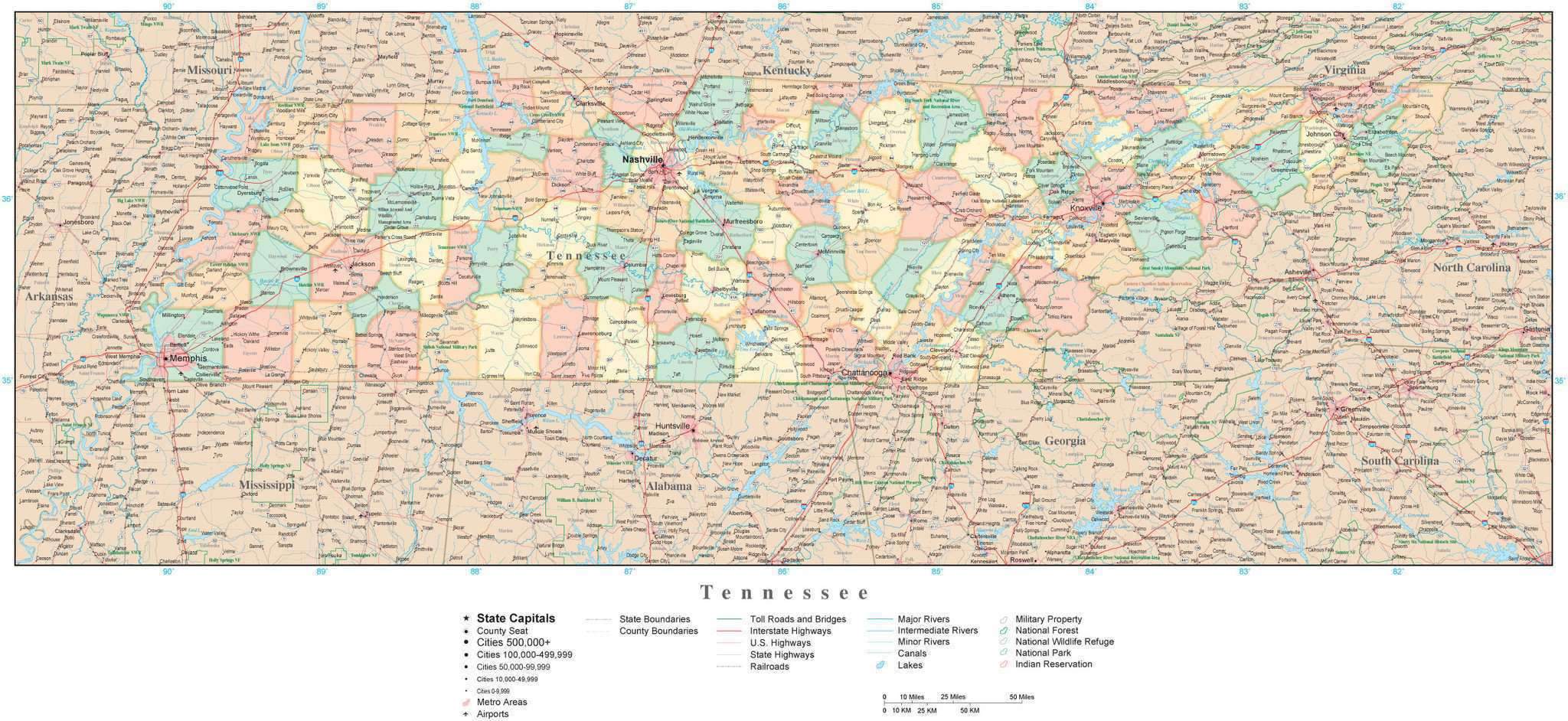 Tennessee State Map In Adobe Illustrator Vector Format Detailed 2048x942 Tennessee State Map In Adobe Illustrator Vector Format Detailed