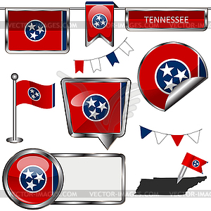 300x300 Glossy Icons With Flag Of Tennessee