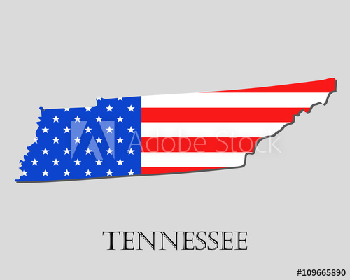500x400 Map State Of Tennessee In American Flag