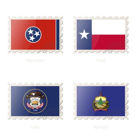 450x450 Postage Stamp With The Image Of Tennessee, Texas, Utah, Vermont