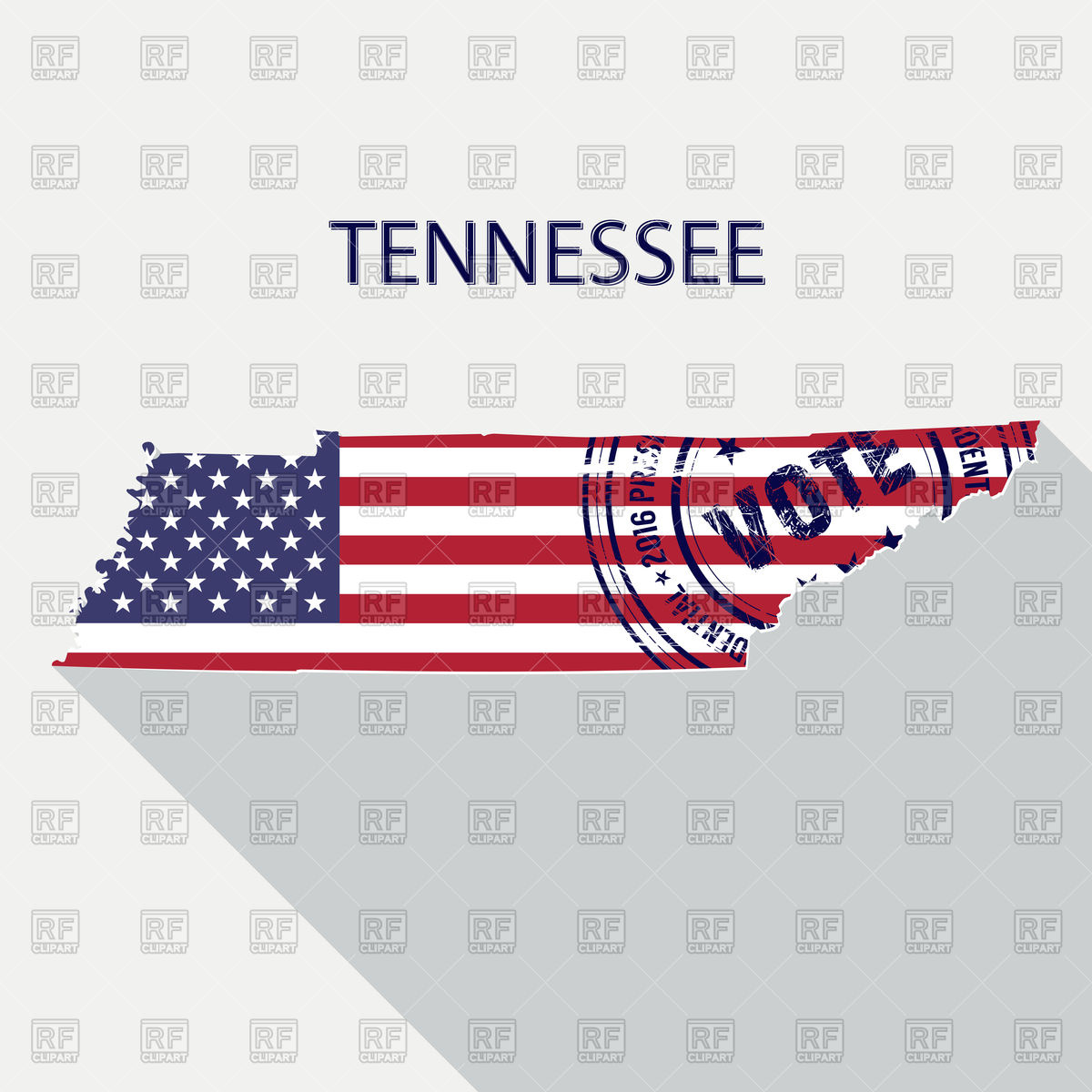 1200x1200 State Of Tennessee Map With Flag And Presidential Day Vote Stamp