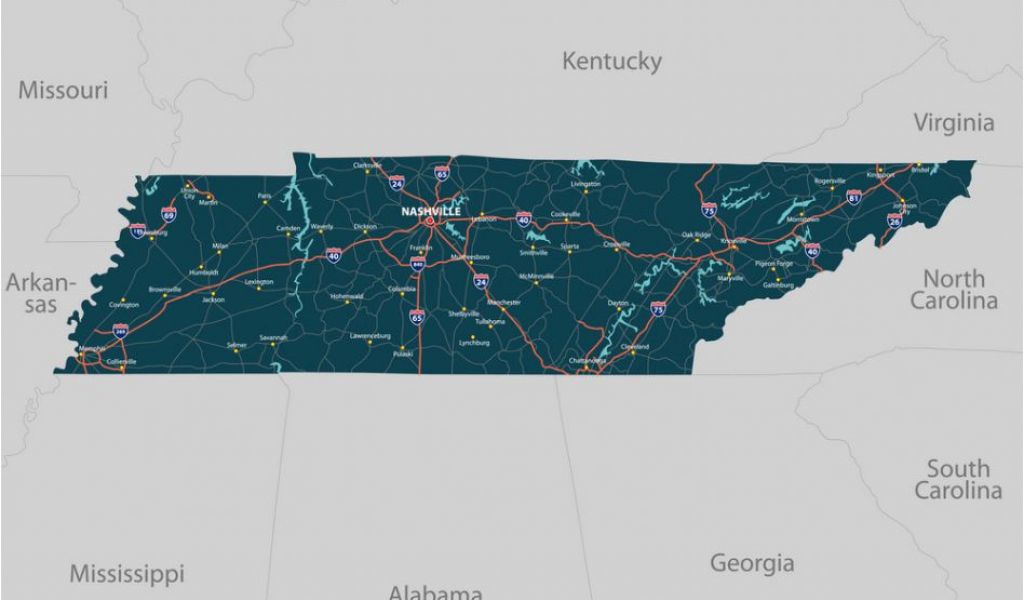 1024x600 Map Of Tennessee And Missouri Tennessee Outline Vector Luxury Map