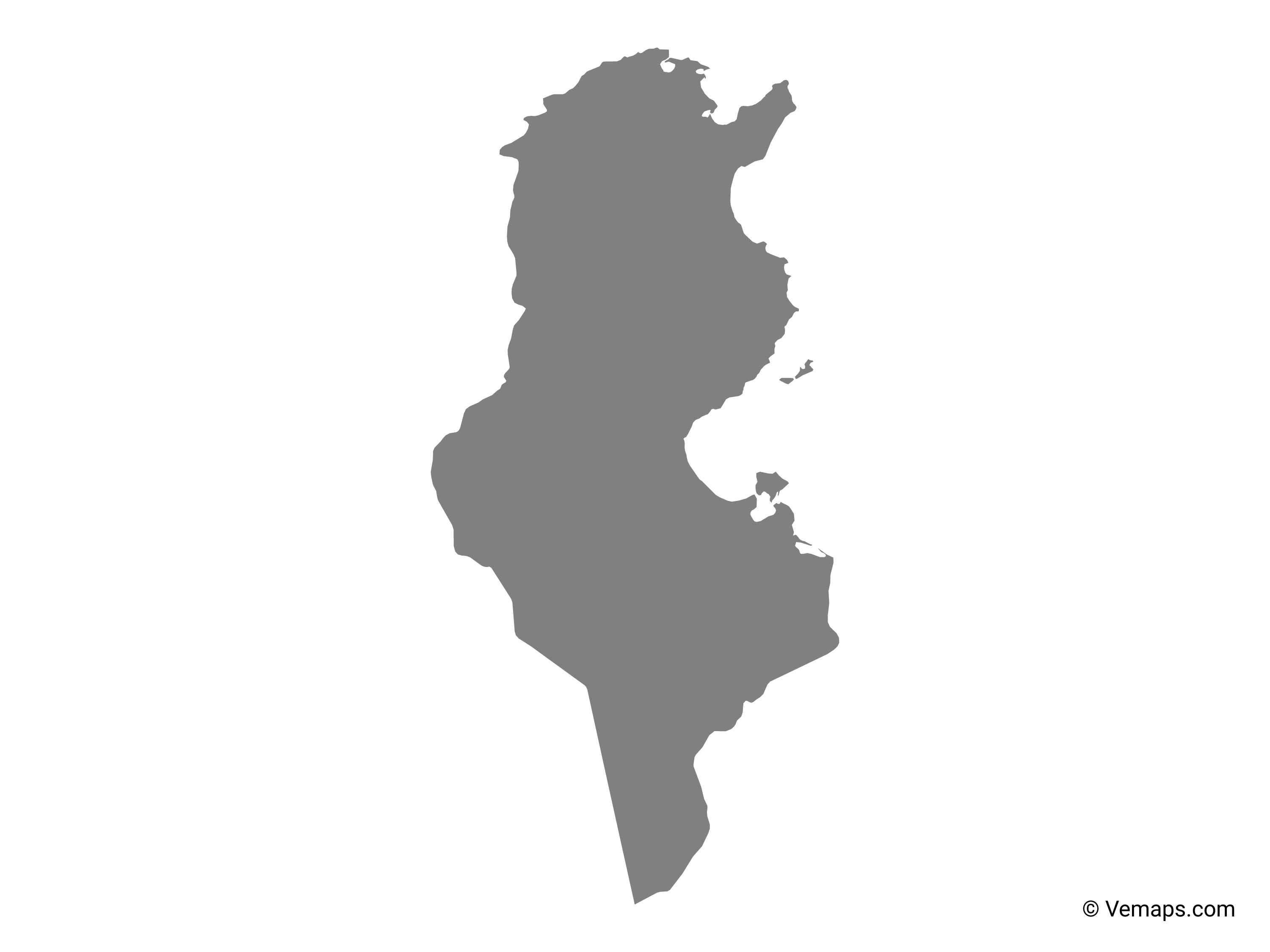 3000x2250 Grey Map Of Tunisia Free Vector Maps