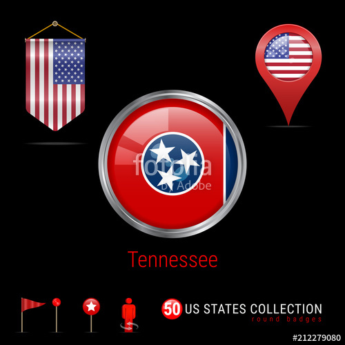 Round Chrome Vector Badge With Tennessee Us State Flag Pennant 500x500 Round Chrome Vector Badge With Tennessee Us State Flag Pennant