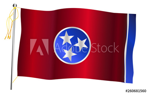 Tennessee State Waving Flag And Flagpole 500x316 Tennessee State Waving Flag And Flagpole