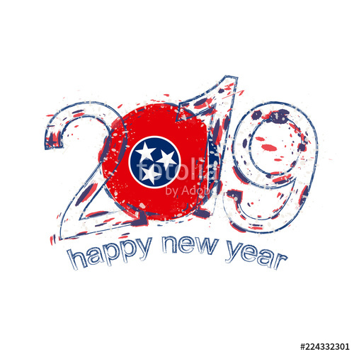 Happy New Year With Flag Of Tennessee Us State Holiday 500x500 Happy New Year With Flag Of Tennessee Us State Holiday