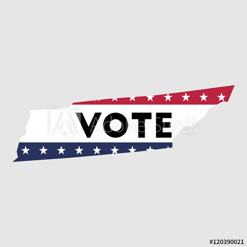 500x500 Vote Tennessee State Map Outline Patriotic Design Element