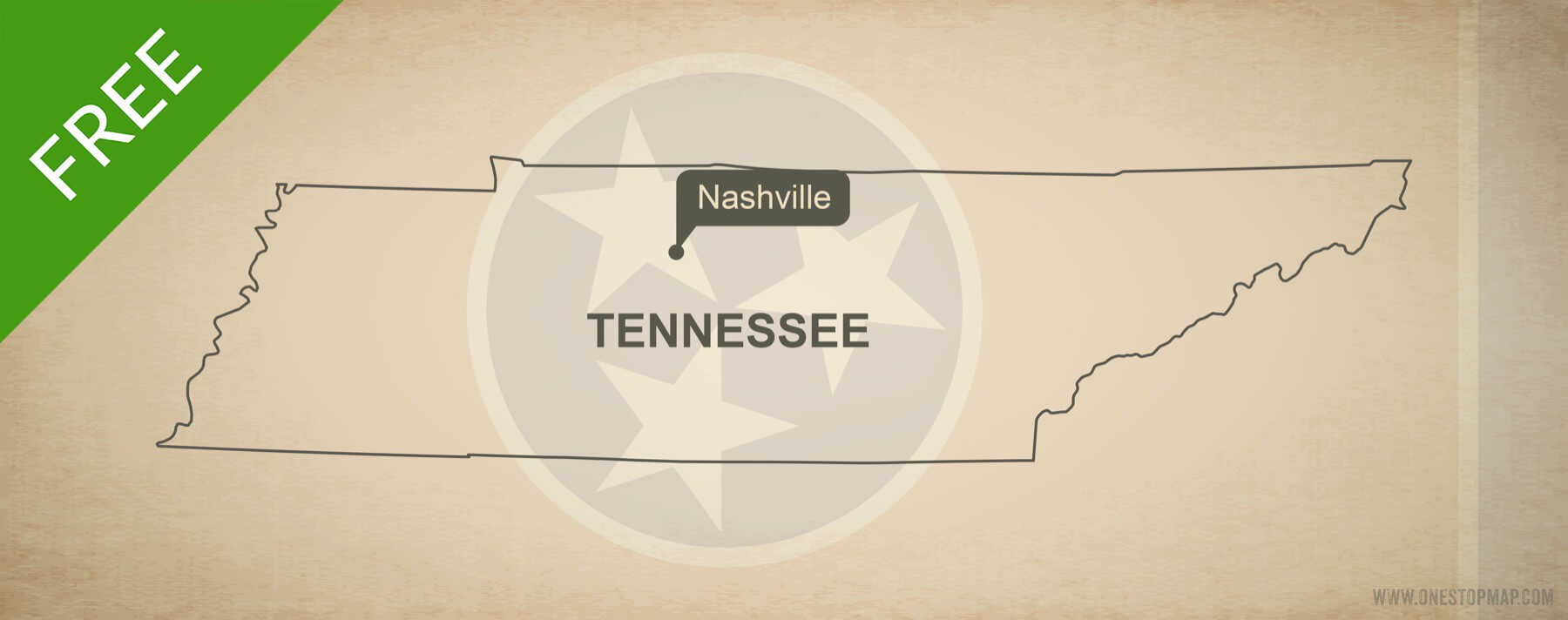 1800x712 Free Vector Map Of Tennessee Outline One Stop Map