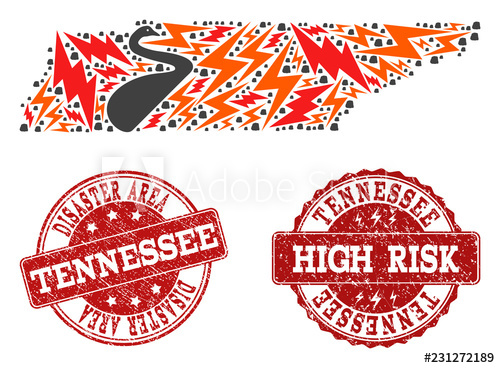 500x368 Disaster Collage Of Mosaic Map Of Tennessee State And Scratched