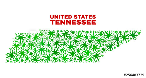 500x266 Vector Cannabis Tennessee State Map Mosaic Template With Green