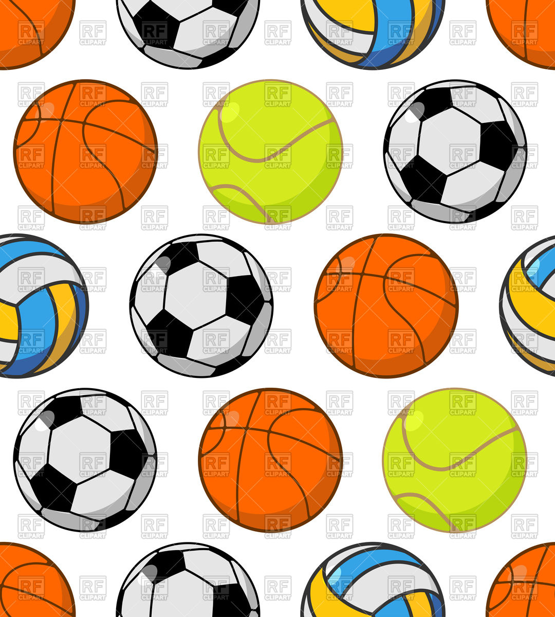 1080x1200 Seamless Pattern With Balls Basketball,football And Tennis Ball
