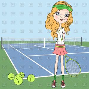 300x300 Tennis Players On Tennis Court Vector Clipart Soidergi