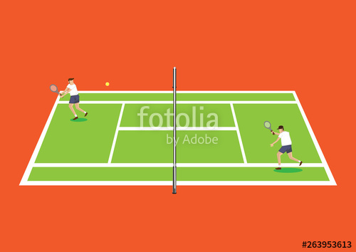 500x354 Tennis Players In Tennis Court Vector Illustration Stock Image