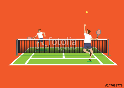 500x354 Throw And Serve Tennis Sport In Tennis Court Vector Illustration