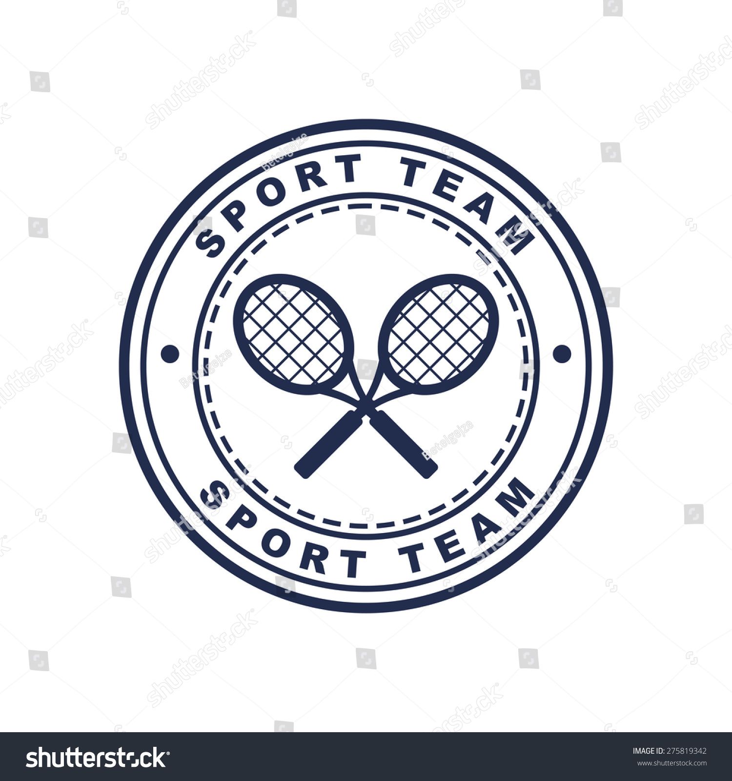 1500x1600 Vintage Style Tennis Label With Two Rackets Vector Logo Design