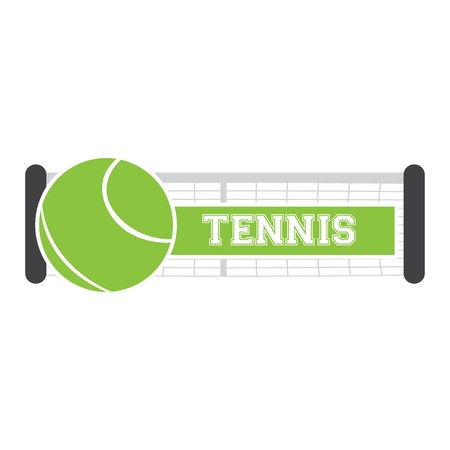 450x450 Isolated Tennis Net With A Ball And Text, Vector Illustration