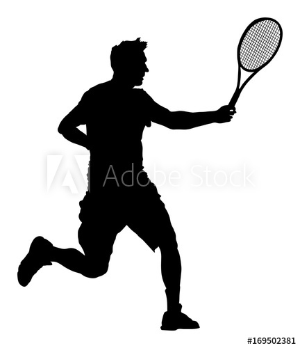 432x500 Man Tennis Player Vector Silhouette Isolated On White Background