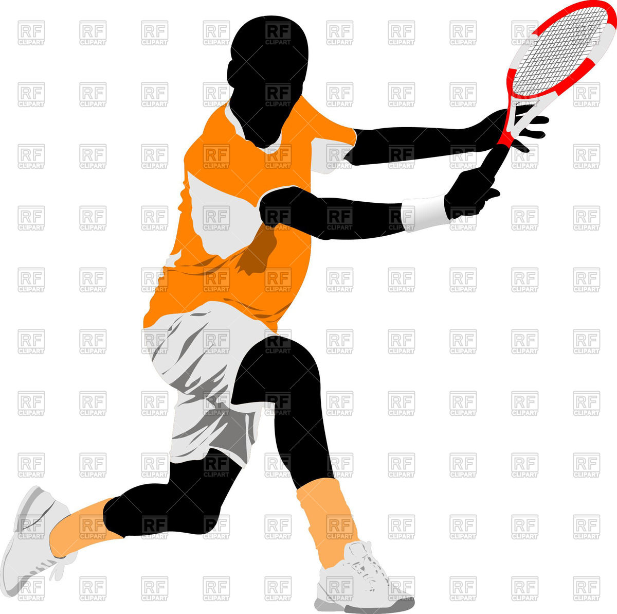 1200x1193 Colorful Silhouette Of Tennis Player In Motion Vector Image