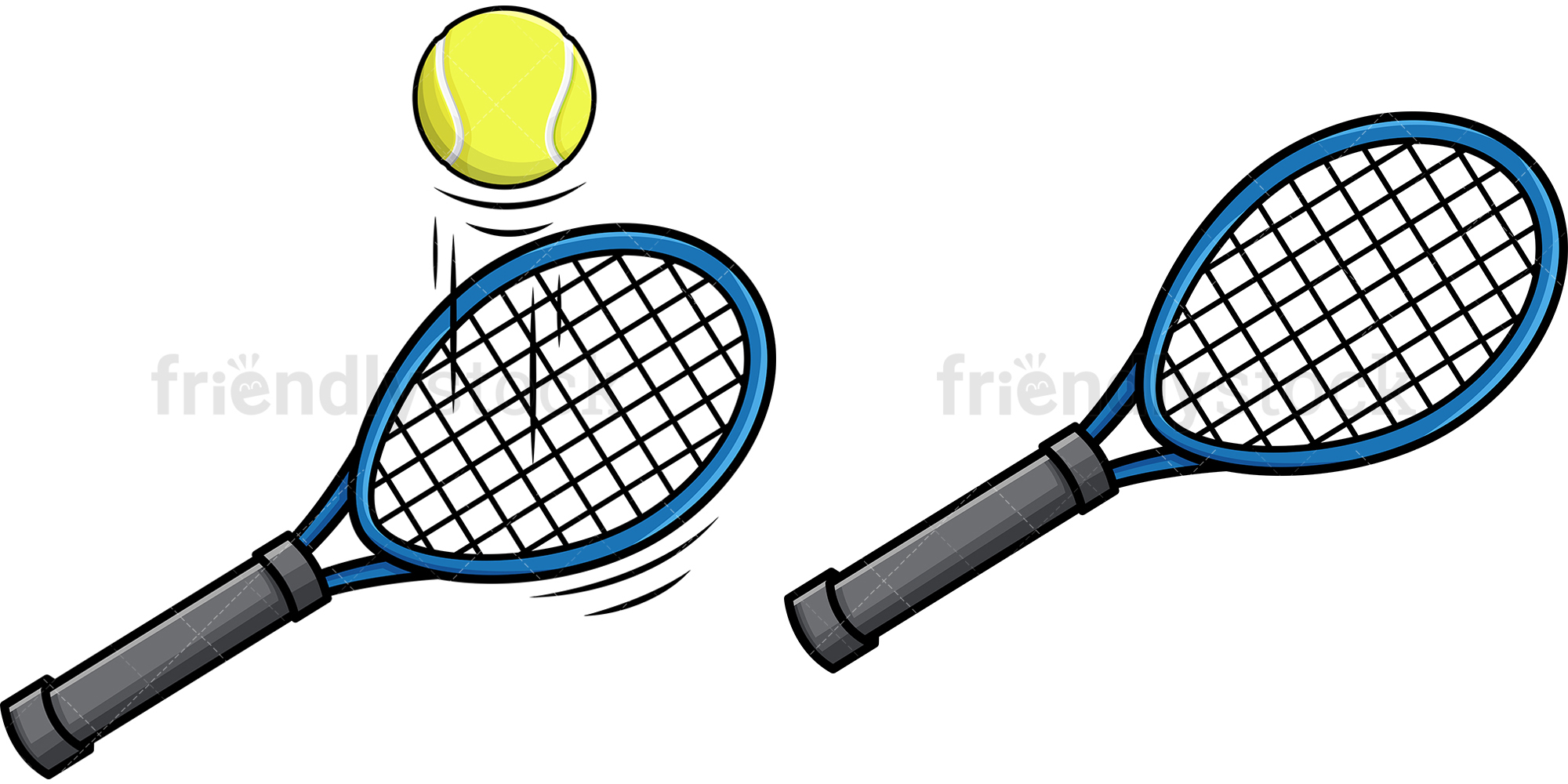 2000x1000 Tennis Racket Cartoon Vector Clipart