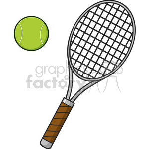 300x300 Cartoon Tennis Ball And Racket Vector Illustration Isolated