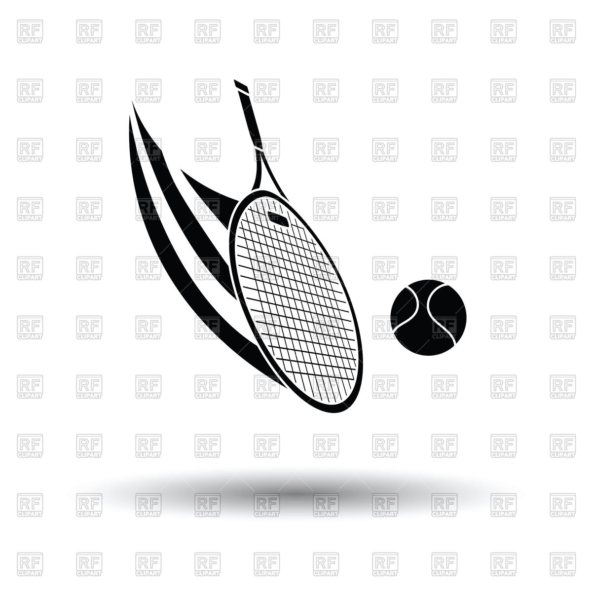 1200x1200 Tennis Racket Hitting A Ball Icon With Shadow Design Vector Image