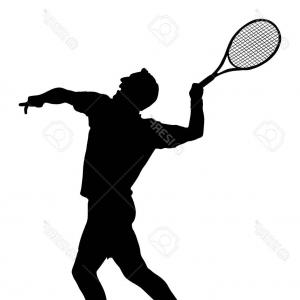 300x300 Tennis Player Silhouette Of Man With Racket Vector Clipart