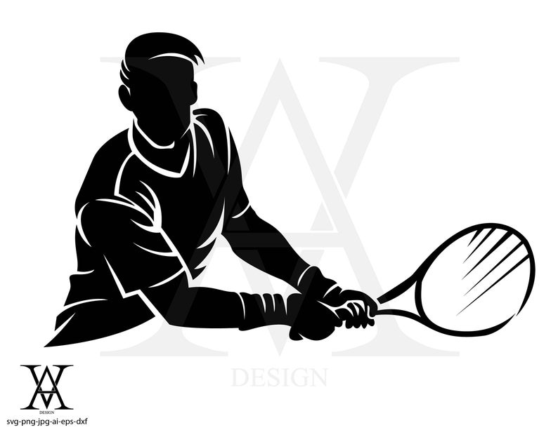 794x613 Tennis Player Silhouette Vector Instant Download Etsy