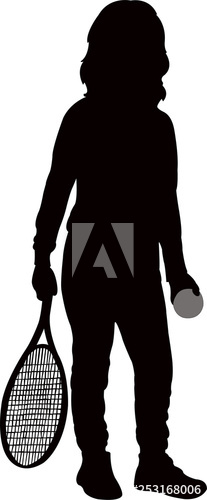207x500 A Girl Playing Tennis, Silhouette Vector