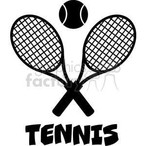 300x300 Crossed Racket And Tennis Ball Black Silhouette Vector