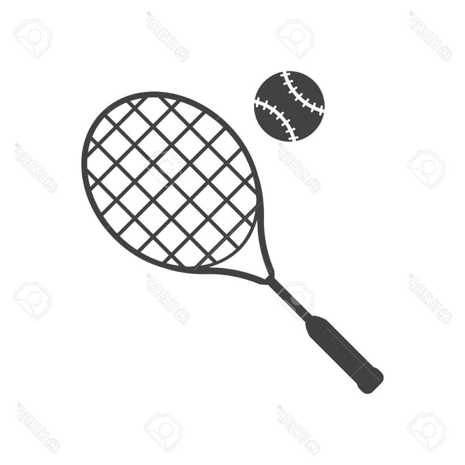 1560x1560 Photostock Vector Tennis Racket And Ball Black Icon Isolated