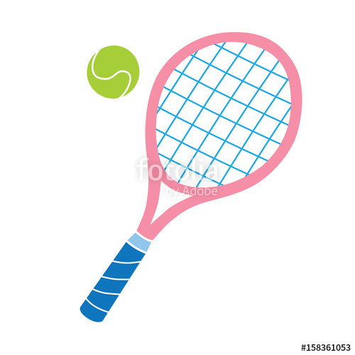 500x500 Pink Tennis Racket And Ball Vector Icon Stock Image And Royalty