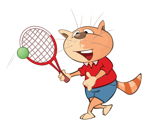 500x436 Cartoon Cat Playing Tennis Vector Free Download
