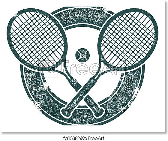 560x470 Free Art Print Of Vintage Tennis Vector Design Crossed Tennis