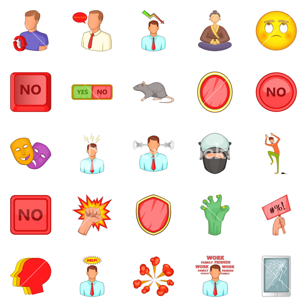 1000x1000 Tension Icons Set Cartoon Set Of Tension Vector Icons For Web