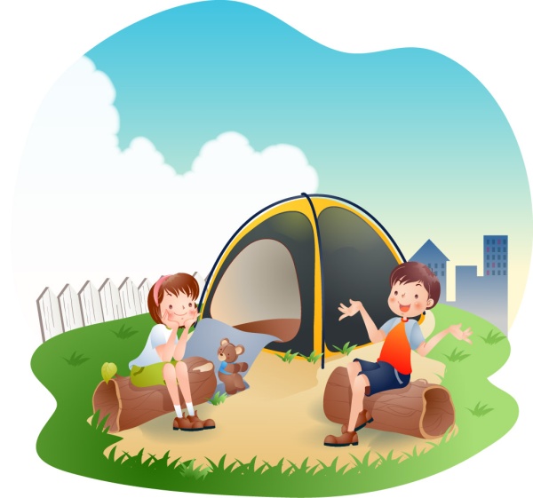 600x561 Happy Summer Vacation Take A Small Tent And Go Camping Vector