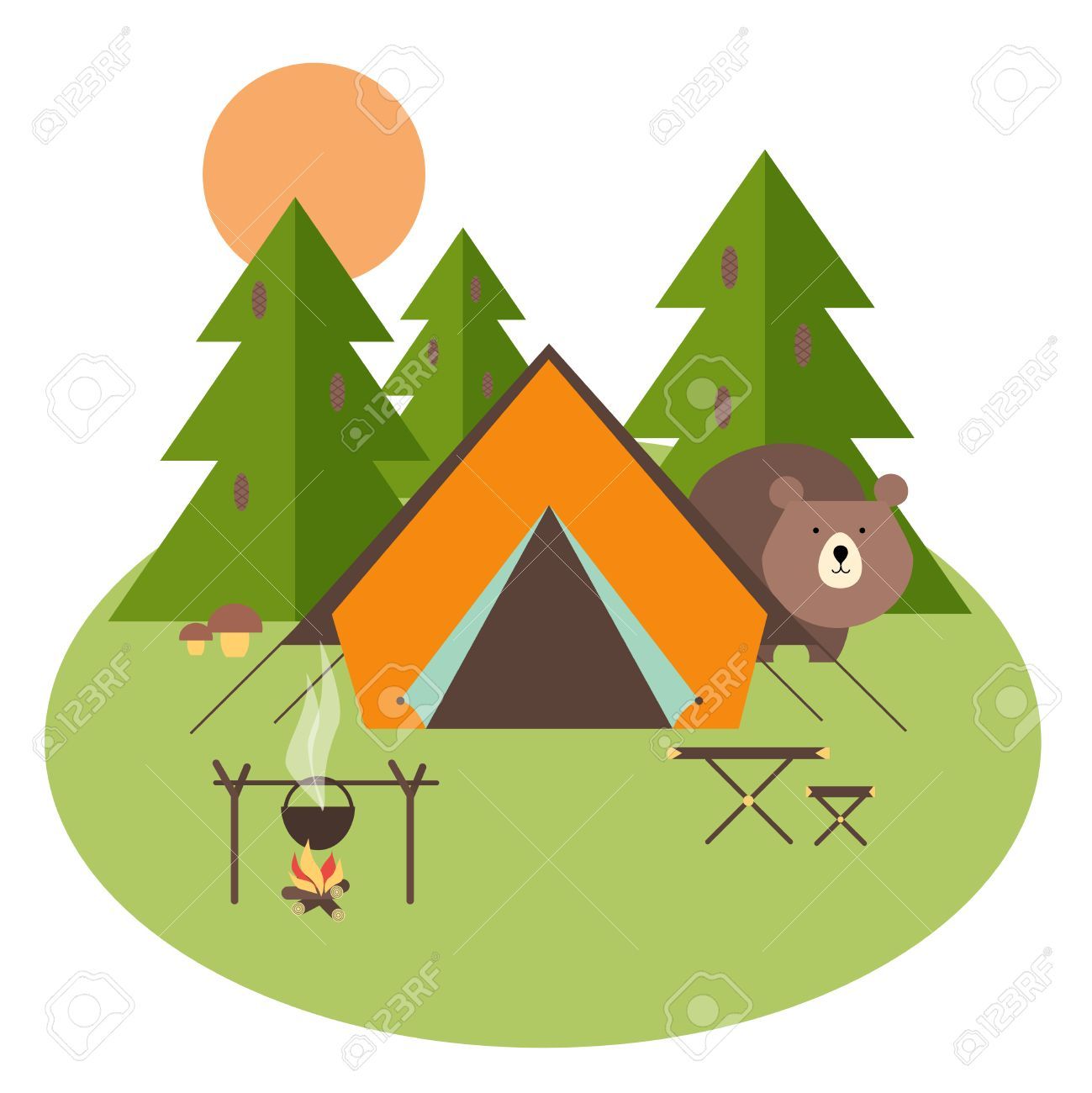 1299x1300 Camping Tent Stock Vector Illustration And Royalty Free Camping