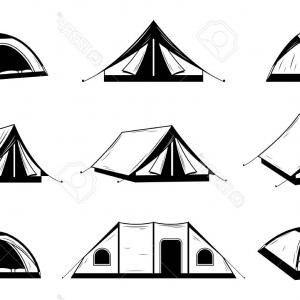 300x300 Camping Vector Icons Of Camp Tent In Forest Hoodamathrun