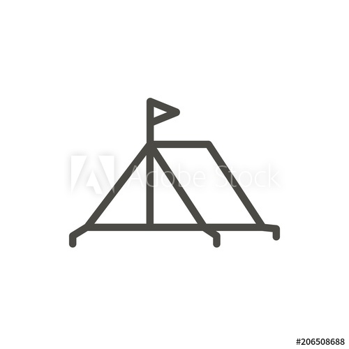 500x500 Tent Icon Vector Line Camping Symbol Isolated Trendy Flat