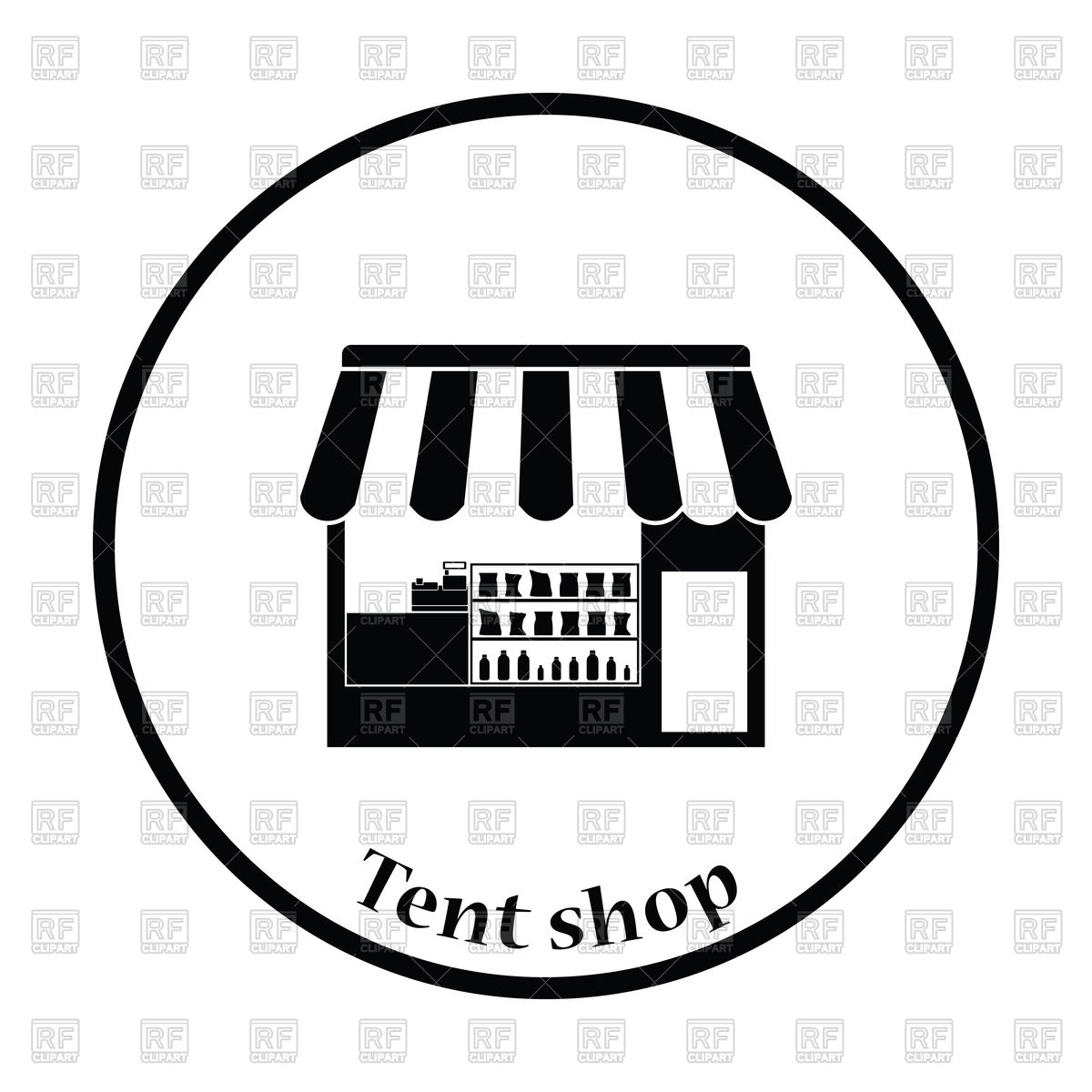 1200x1200 Thin Circle Design Of Tent Shop Icon Vector Image Of Silhouettes