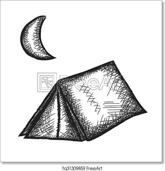 561x581 Free Art Print Of Doodle Tent, Vector Illustration Doodle Tent