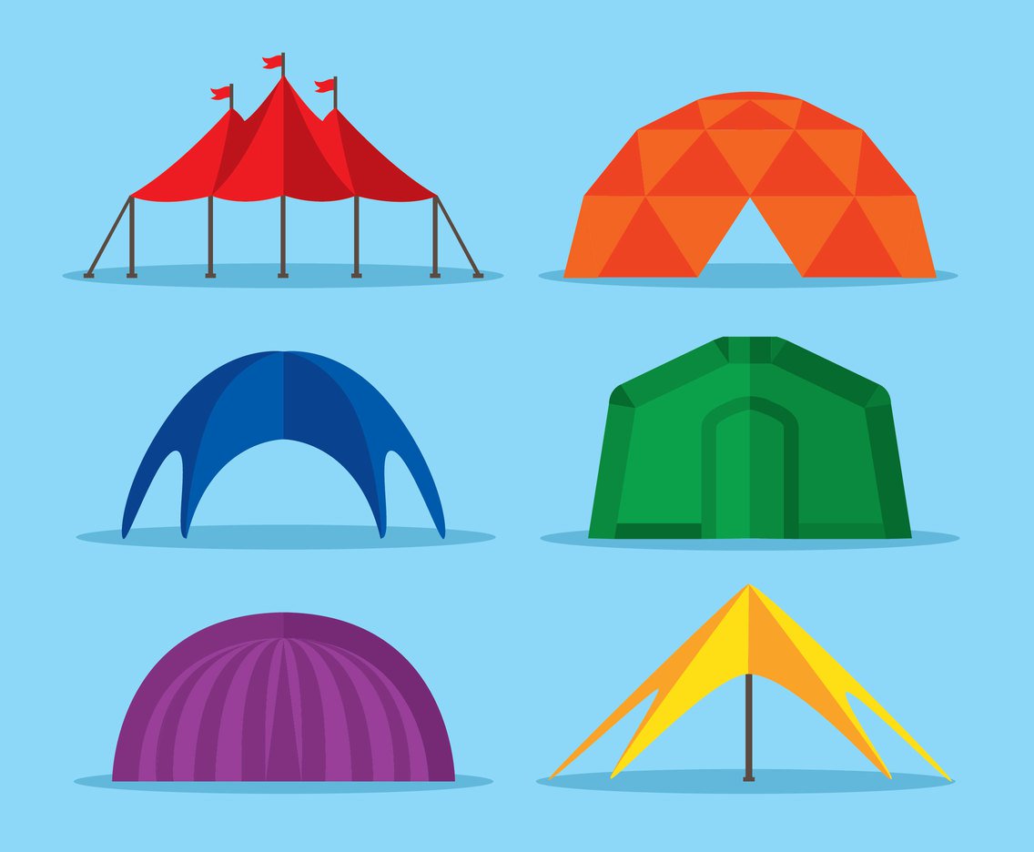 1136x936 Colored Tents Dome Collection Vector Vector Art Graphics