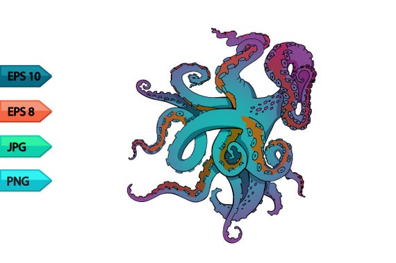 570x379 Vector Set Sketch Octopus Tentacles Clipart Png Etsy