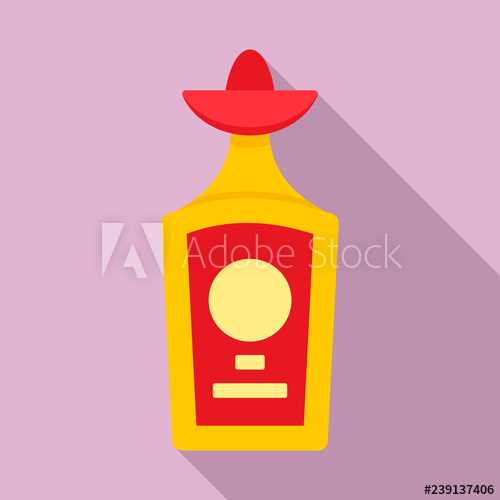 500x500 Tequila Bottle Icon Flat Illustration Of Tequila Bottle Vector