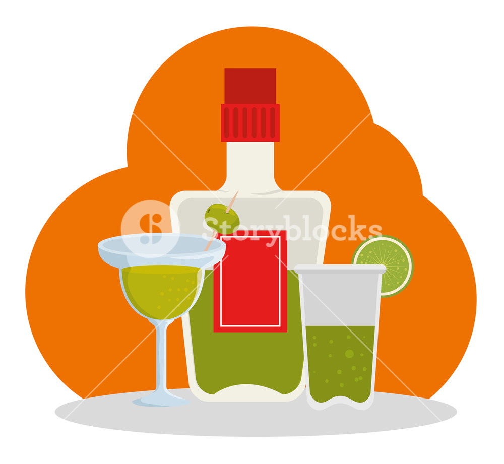 1000x921 Day Of The Dead Celebration With Tequila Bottle Vector